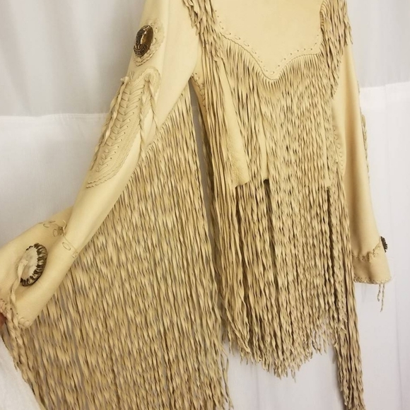 Real leather and antler fringe jacket NWOT - Picture 2 of 4
